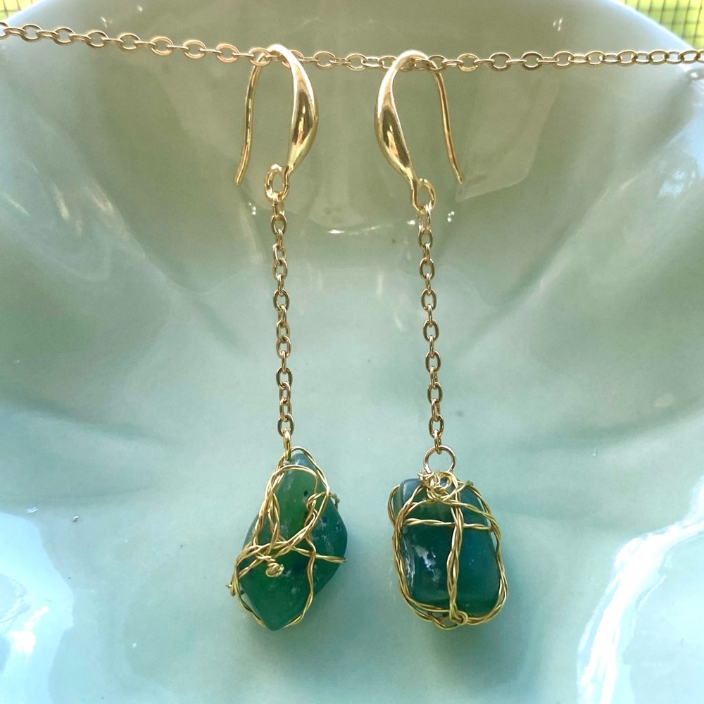 Green Jasper Dangle Earrings E20
